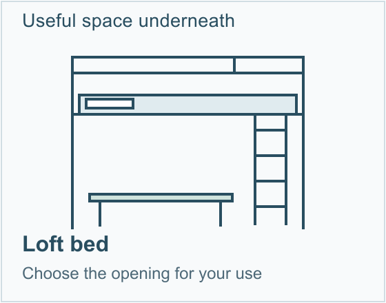 Loft bed: useful space underneath