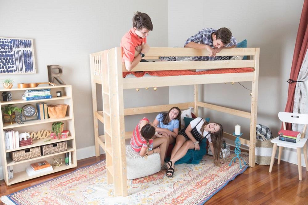 Doll loft bunk bed set with vanity store and chair